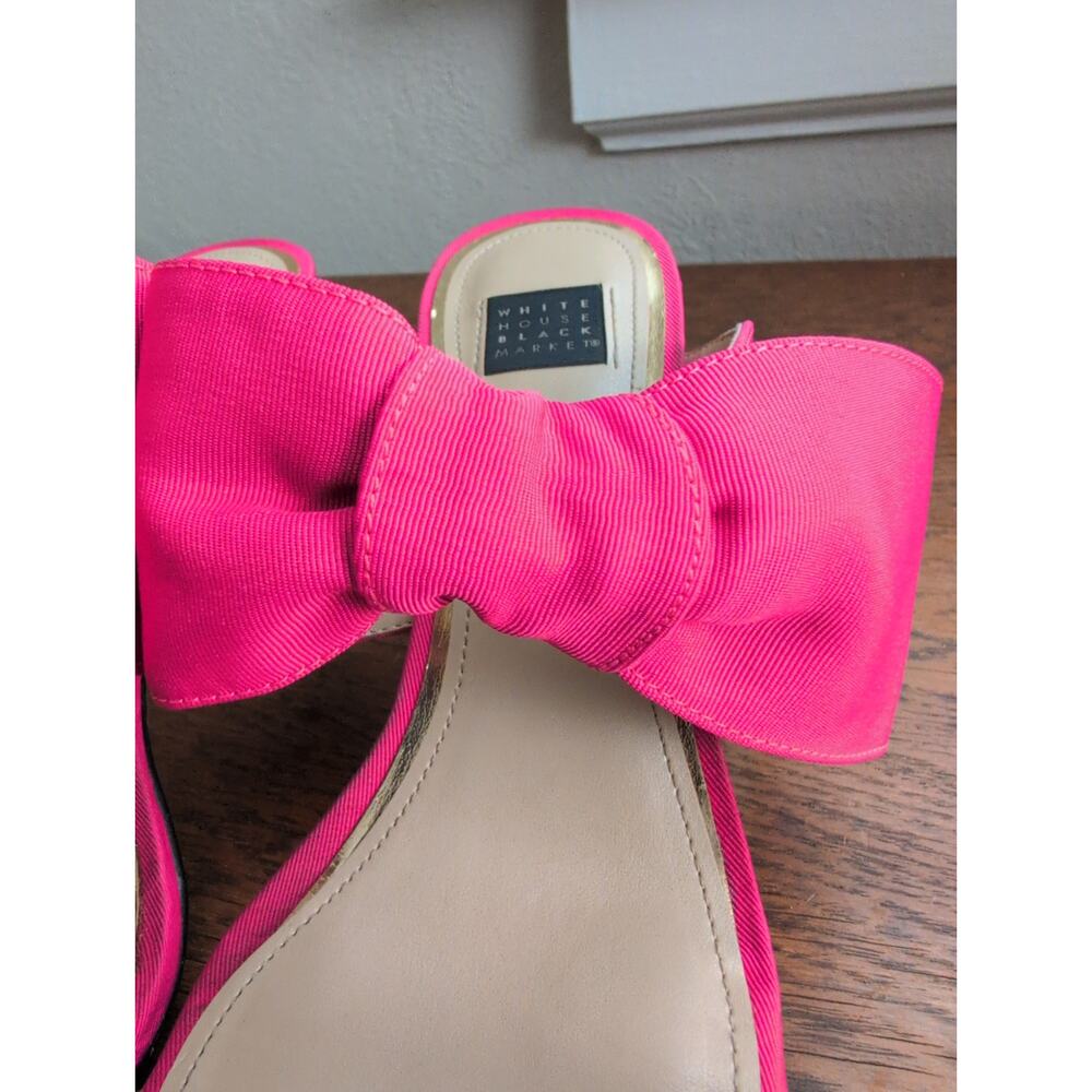 White House Black Market Kinsley Bow Heels Women's 9M Pink Gold Heels 3" Barbie - Picture 6 of 6